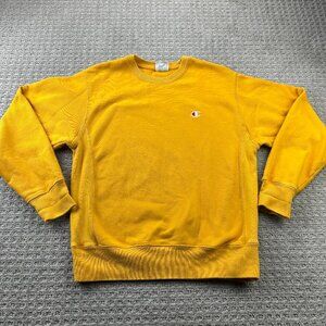 Vintage Champion Reverse Weave Crewneck Sweater Men Medium M Yellow Y2K 2000s